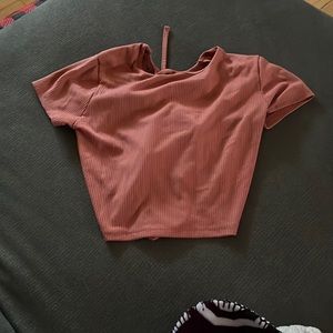 Orange crop top with tie up back